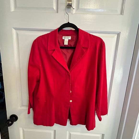 Women's Worthington Blazer Red Linen Size 12 linen/rayon - Picture 1 of 7
